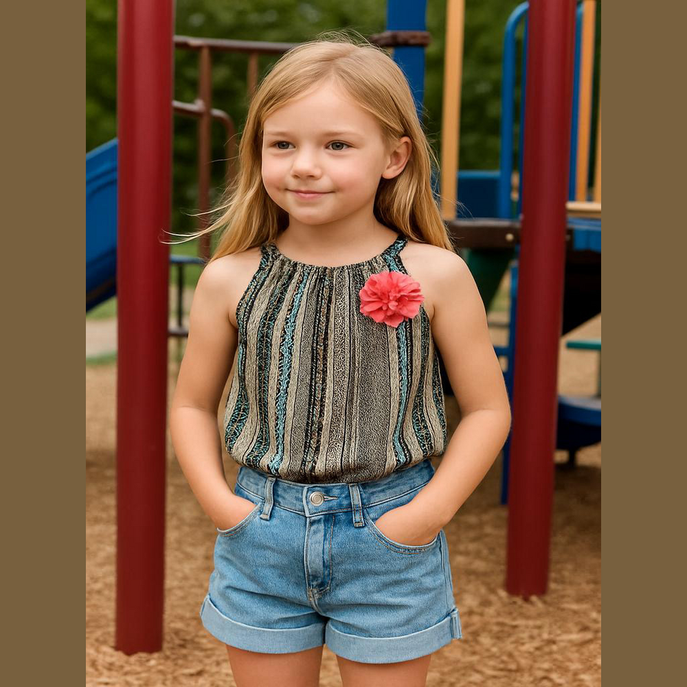 BMB Coulture Girls Blouse Size 10 12 Pink Blue
